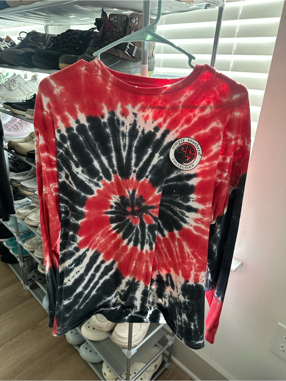 Simply Southern Red & Black Spiral Tie-Dye Long Sleeve Tee